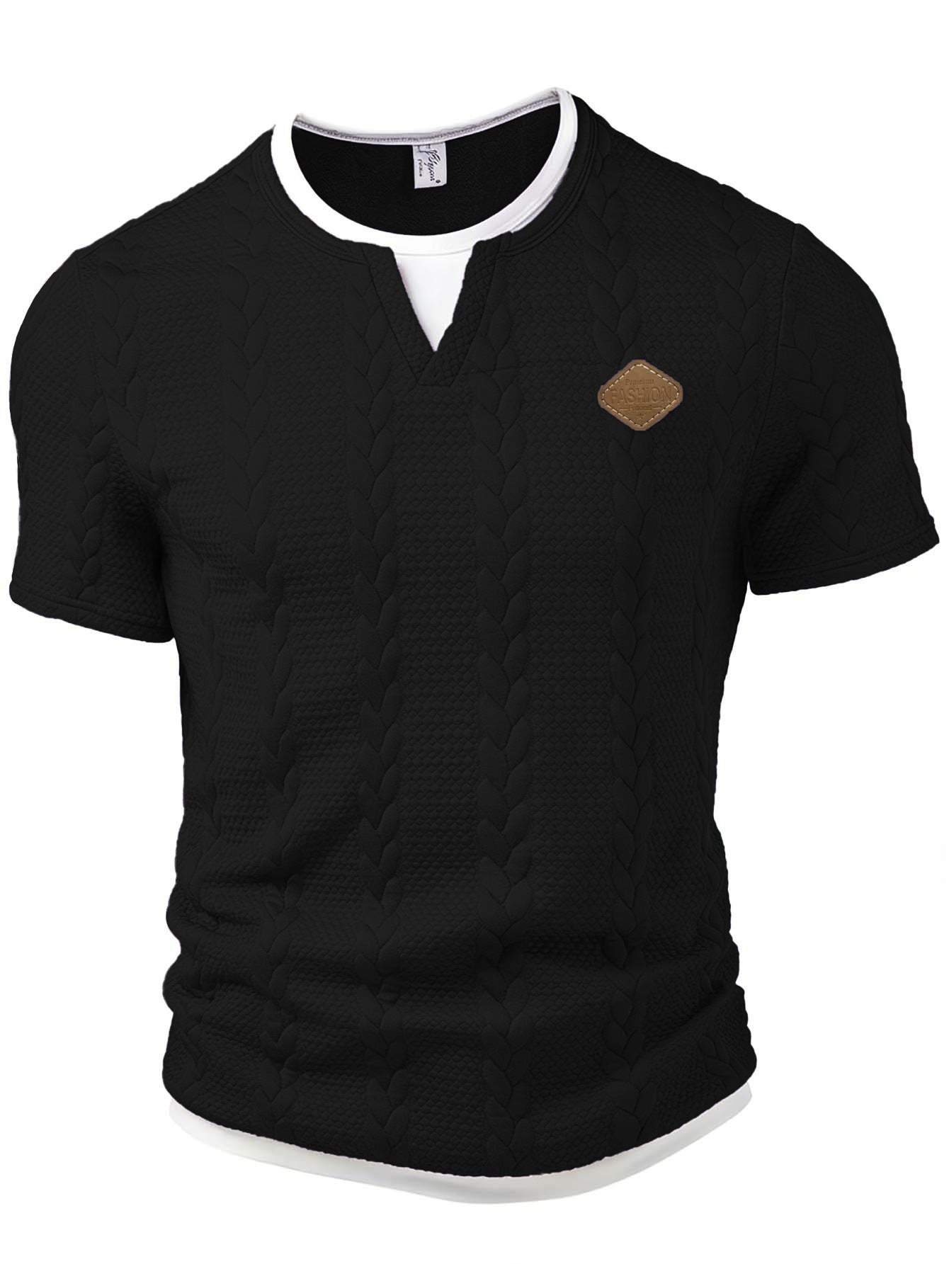 Men's Mock Two-Piece Short-Sleeve Shirt Slim-Fit Casual T-Shirt