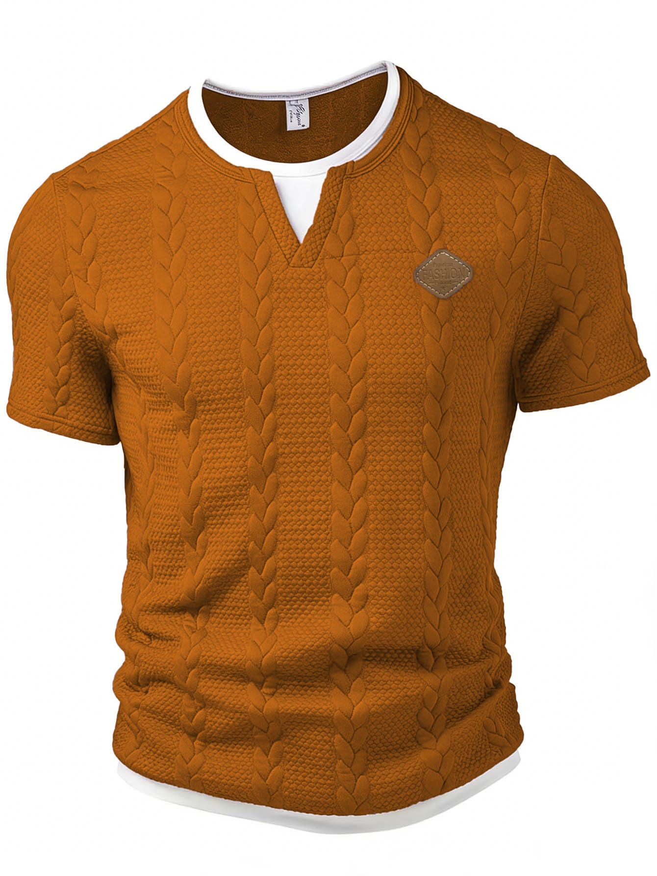 Men's Mock Two-Piece Short-Sleeve Shirt Slim-Fit Casual T-Shirt