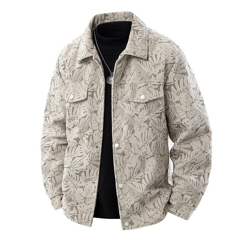 Corduroy Jacket Slim-fit Spring And Autumn Lapel Young And Middle-aged Casual Jacket For Men