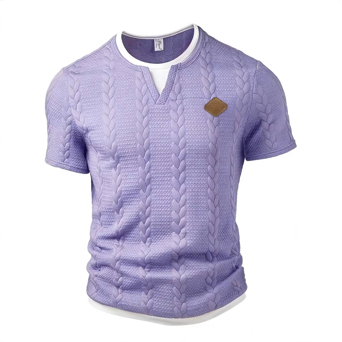 Men's Mock Two-Piece Short-Sleeve Shirt Slim-Fit Casual T-Shirt
