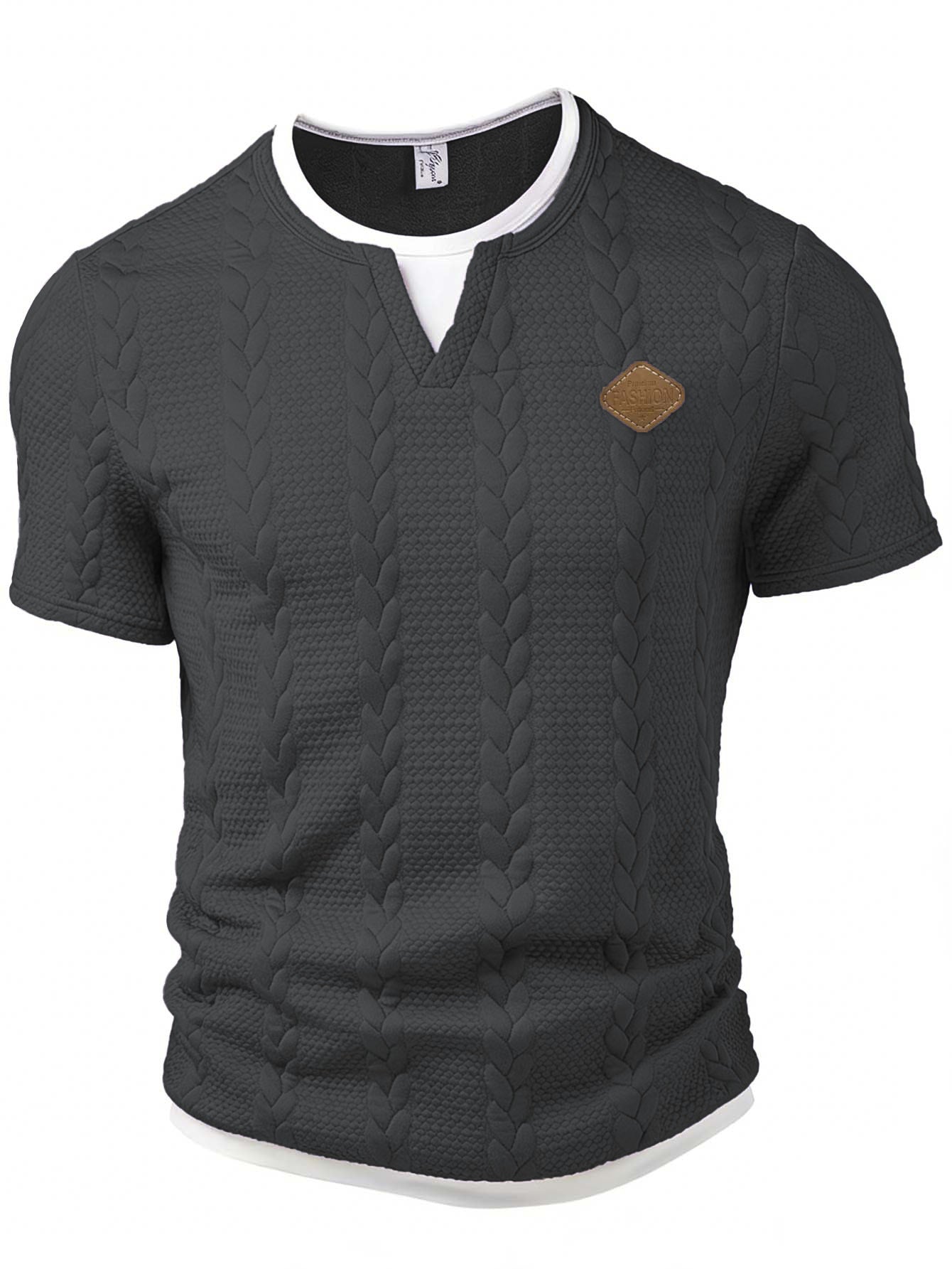 Men's Mock Two-Piece Short-Sleeve Shirt Slim-Fit Casual T-Shirt