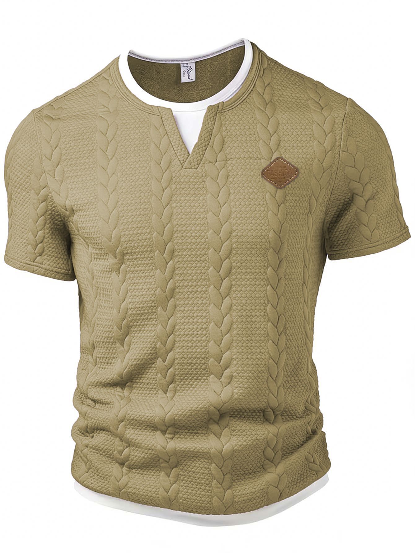 Men's Mock Two-Piece Short-Sleeve Shirt Slim-Fit Casual T-Shirt